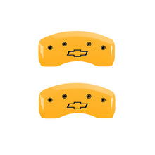 Load image into Gallery viewer, MGP 4 Caliper Covers Engraved Front &amp; Rear Bowtie Yellow finish black ch MGP