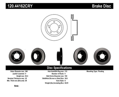 Stoptech 08-11/13-18 Toyota Land Cruiser Front Premium High Carbon Cryo Brake Rotor Stoptech