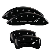 Load image into Gallery viewer, MGP 4 Caliper Covers Engraved Front &amp; Rear Cursive/Challenger Black finish silver ch MGP