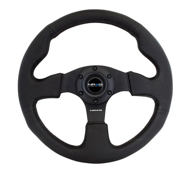 NRG Reinforced Steering Wheel 320mm Leather Steering Wheel Red Stitch - eliteracefab.com