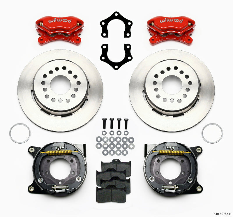 Wilwood Forged Dynalite P/S Park Brake Kit Red Mopar/Dana 2.50in Off w/Snap Ring Brng Wilwood