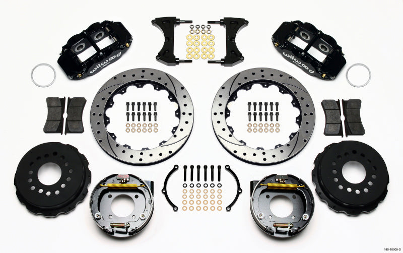 Wilwood Narrow Superlite 4R Rear P-Brk Kit 12.88in Drilled Chevy 12 Bolt-Spec 3.15in Brng Front mt Wilwood