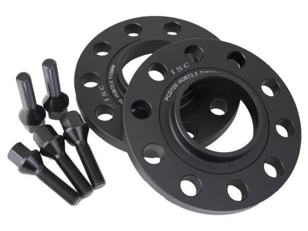 ISC Suspension BMW 5x120 Hub Centric (72.6 Hub Bore) Wheel Spacers 15mm Black (Pair) - eliteracefab.com