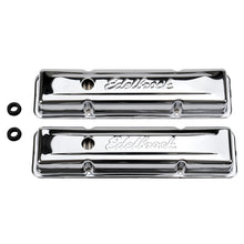 Load image into Gallery viewer, Edelbrock Valve Cover Signature Series Chevrolet 1959-1986 262-400 CI V8 Low Chrome - eliteracefab.com