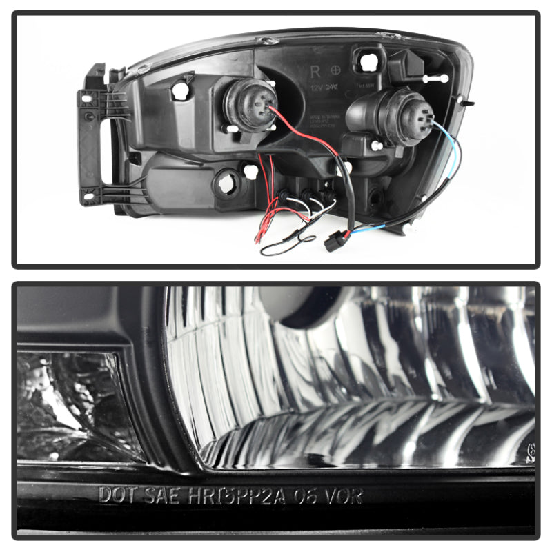 Spyder Dodge Ram 1500 06-08 06-09 Projector Headlights LED Halo LED Blk Smke PRO-YD-DR06-HL-BSM - eliteracefab.com