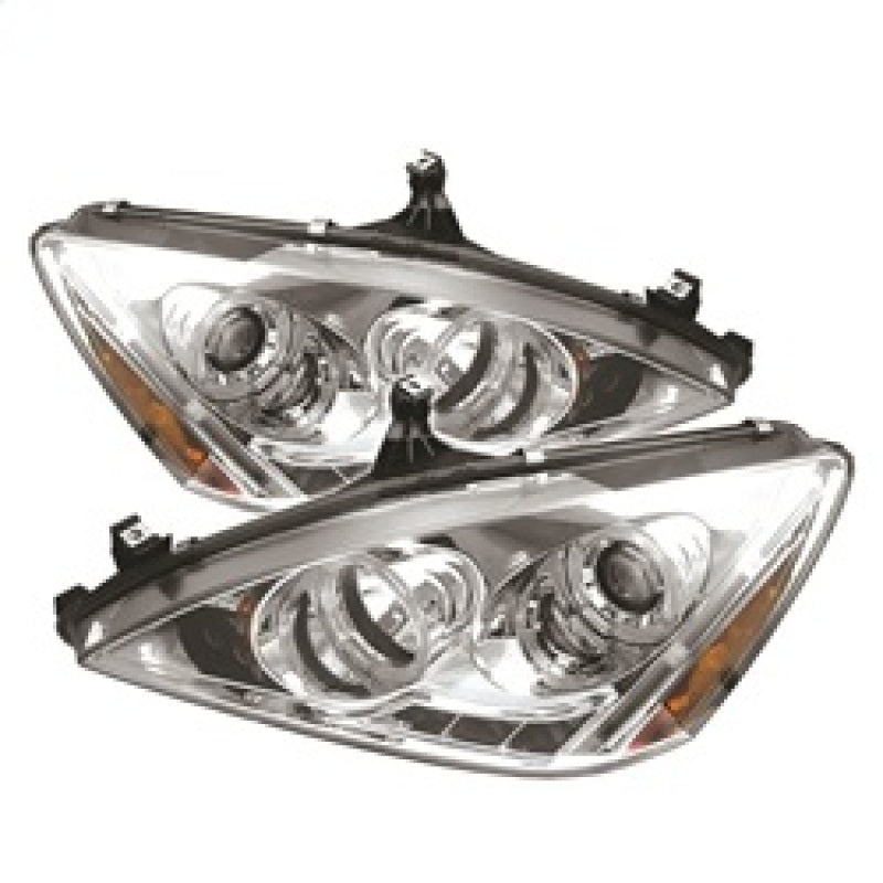 Spyder Honda Accord 03-07 Projector Headlights LED Halo Amber Reflctr LED Chrm PRO-YD-HA03-AM-C - eliteracefab.com