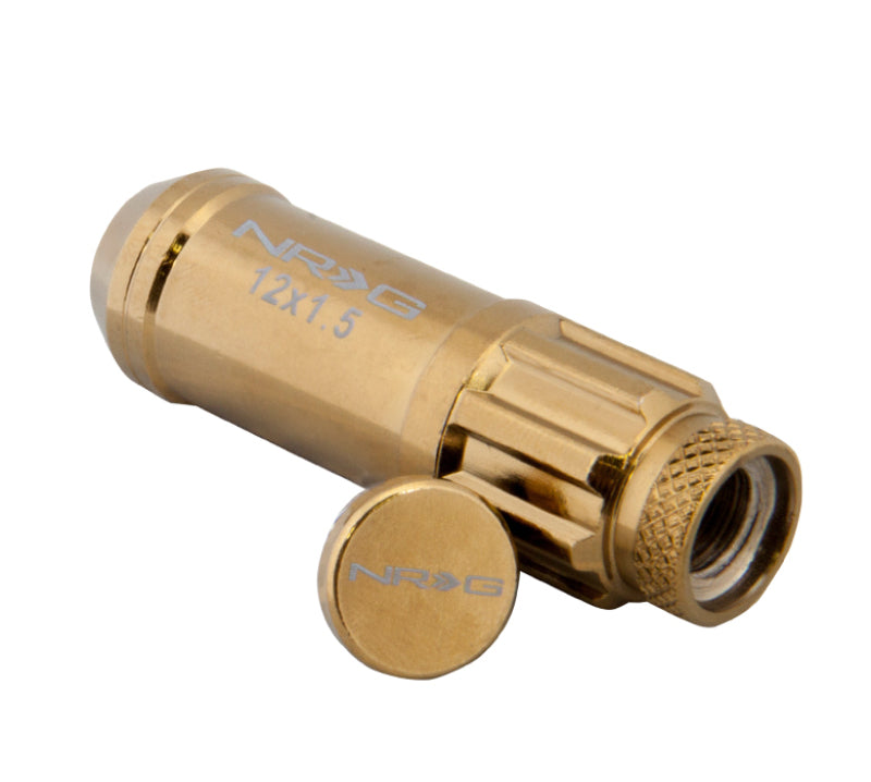 NRG 20-piece 700 Series M12 x 1.5 Steel Lug Nut and dust cap cover Set Chrome Gold plus lock socket - eliteracefab.com