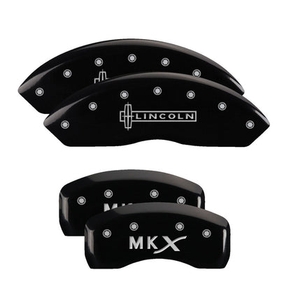 MGP 4 Caliper Covers Engraved Front Lincoln Engraved Rear MKX Black finish silver ch MGP