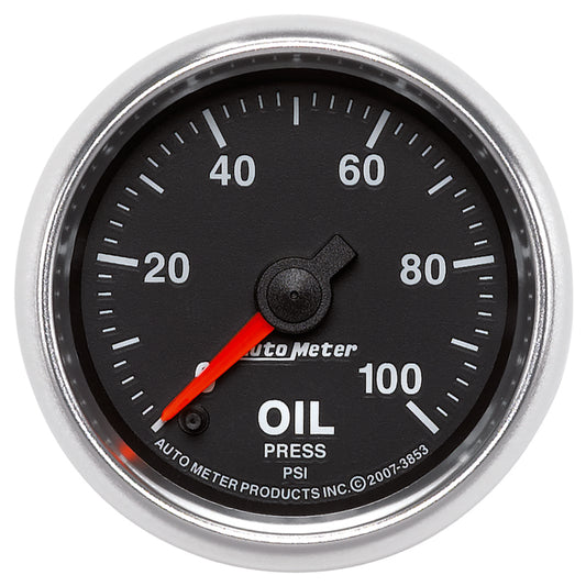 Autometer GS Series 2-1/16in Oil Pressure Gauge 100PSI Electric Full Sweep 3853