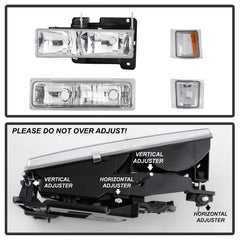 Xtune Chevy Suburban 94-98 Headlights w/ Corner & Parking Lights 8pcs Chrome HD-JH-CCK88-AM-C-SET - eliteracefab.com