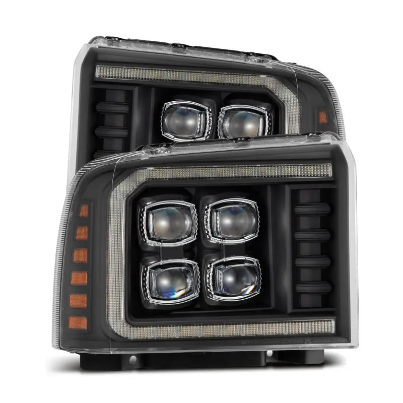 AlphaRex 880319 05-07 Ford F250/350/450/550 Super Duty NOVA LED Proj HL Blk w/Actv Light & Seq Sig + SB DRL AlphaRex