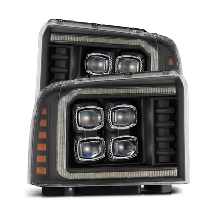 AlphaRex 880319 05-07 Ford F250/350/450/550 Super Duty NOVA LED Proj HL Blk w/Actv Light & Seq Sig + SB DRL AlphaRex