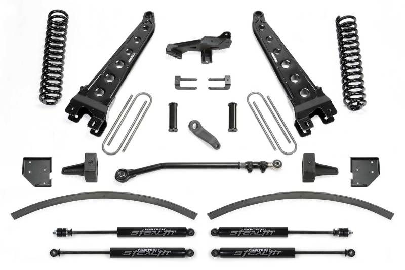 Fabtech 17-21 Ford F250/ F350 4WD Diesel 8in Rad Arm Sys w/Coils & Stealth Shks - eliteracefab.com