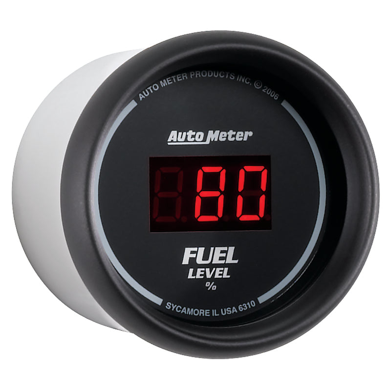 Autometer 52mm Black Digital Programmable Empty-Full Fuel Level Gauge 6310