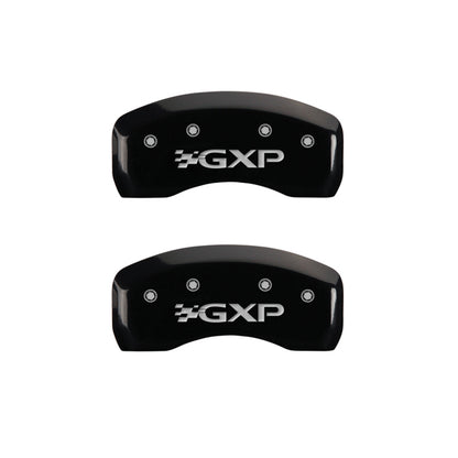 MGP 4 Caliper Covers Engraved Front Pontiac Engraved Rear GXP Black finish silver ch MGP