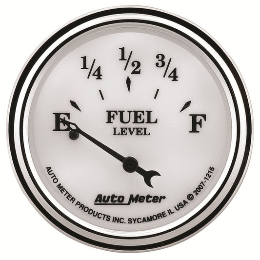 AutoMeter Gauge Fuel Level 2-1/16in. 240 Ohm(e) to 33 Ohm(f) Elec Old Tyme White II 1216
