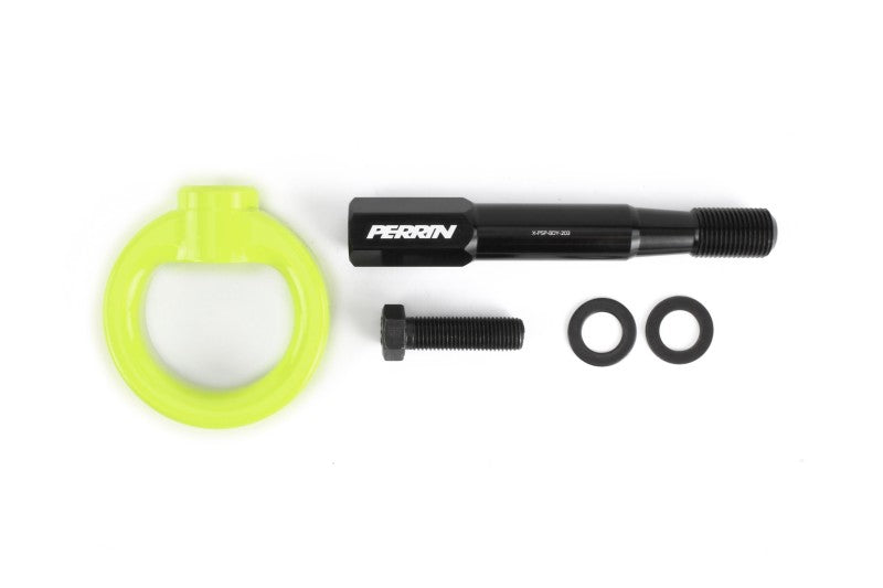 Perrin 15-17 Subaru WRX/STI Tow Hook Kit (Front) - Neon Yellow - eliteracefab.com