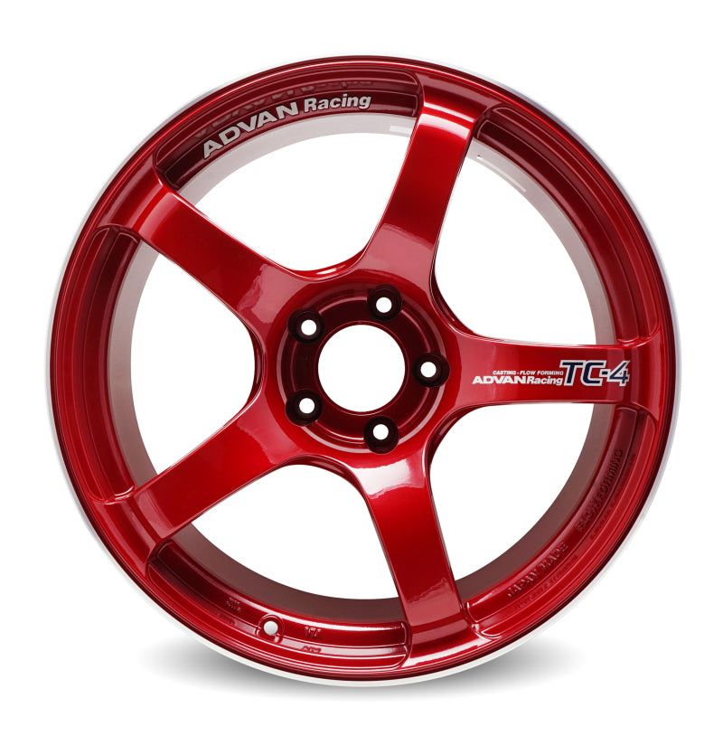 Advan YAD8G47DCRR TC4 18x8 +47 5-100 Racing Candy Red & Ring Wheel