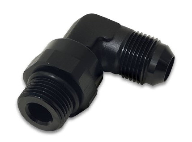 Vibrant -12AN Male Flare to Male -12AN ORB Swivel 90 Degree Adapter Fitting - Anodized Black - eliteracefab.com