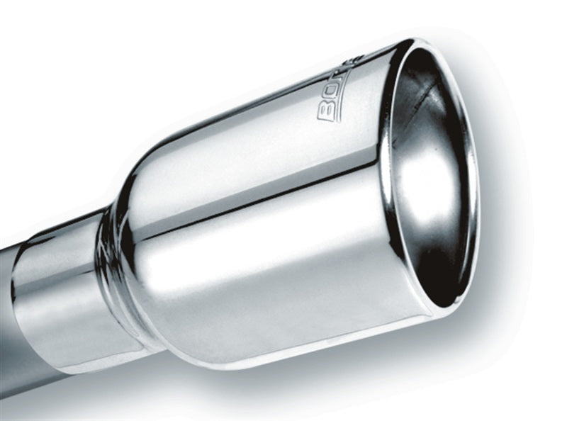 Borla Universal Polished Tip Single Round Rolled Angle-Cut w/Clamp (inlet 2 1/2in. Outlet 4 x 4in) * - eliteracefab.com