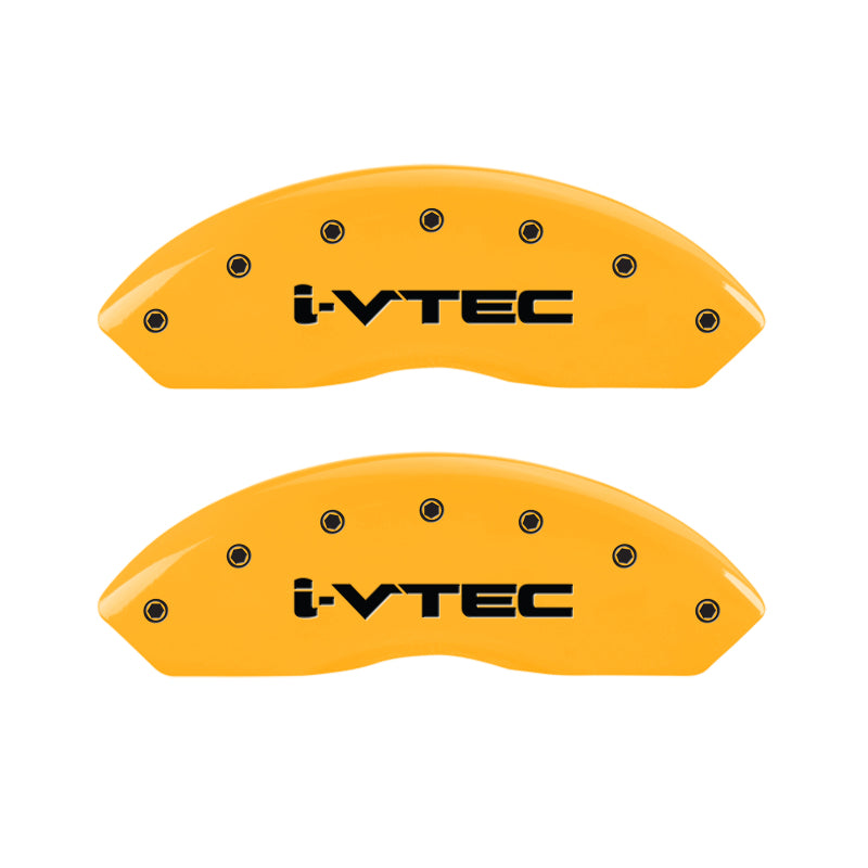 MGP 4 Caliper Covers Engraved Front & Rear i-Vtec Yellow finish black ch MGP
