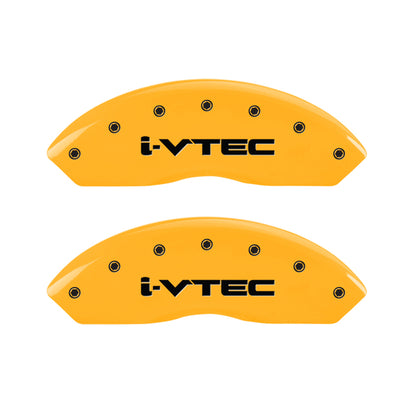 MGP 4 Caliper Covers Engraved Front & Rear i-Vtec Yellow finish black ch MGP