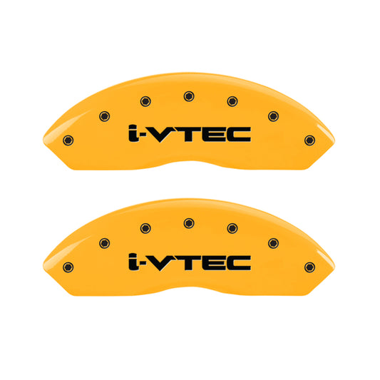 MGP 4 Caliper Covers Engraved Front & Rear i-Vtec Yellow finish black ch MGP