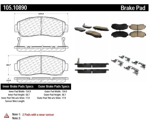 POSIQUIET 05-10 HONDA ODYSSEY FRONT CERAMIC BRAKE PADS, 105.10890 - eliteracefab.com