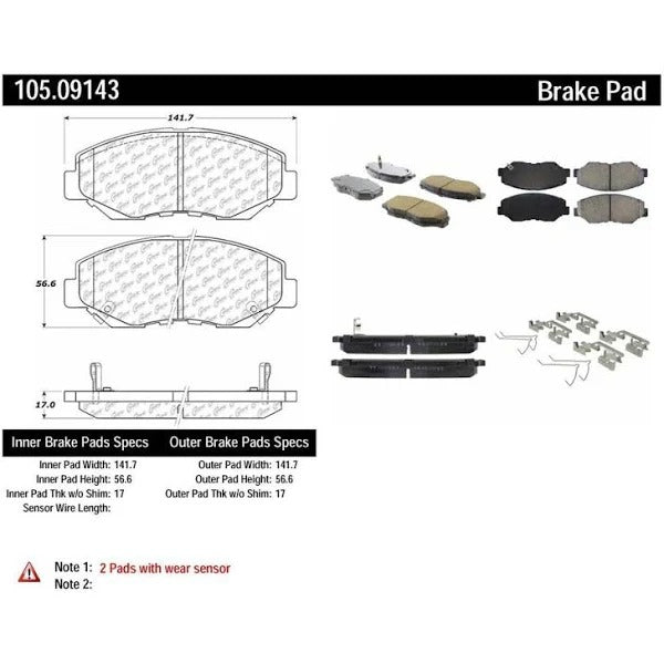 POSIQUIET 16-17 HONDA CIVIC PREMIUM CERAMIC FRONT DISC BRAKE PADS, 105.09143 - eliteracefab.com