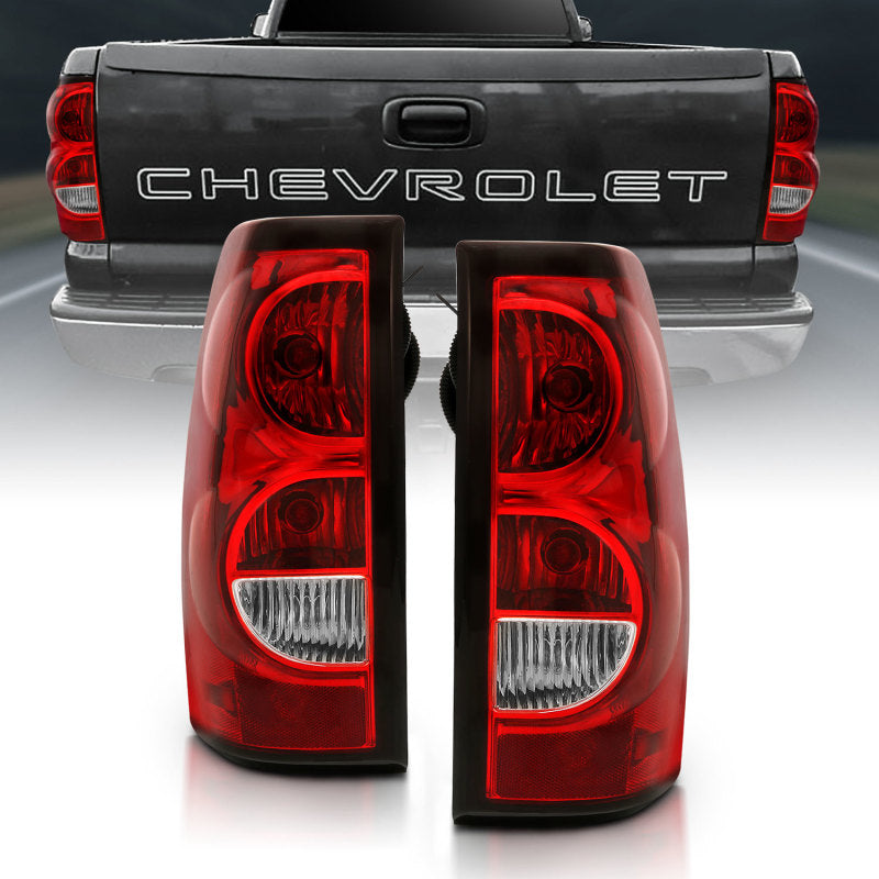 ANZO 2004-2007 Chevy Silverado Taillight Red/Clear Lens w/Black Trim (OE Replacement) - eliteracefab.com