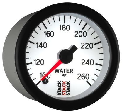 Autometer Stack 52mm 100-260 Deg F 1/8in NPTF Male Pro Stepper Motor Water Temp Gauge - White ST3358