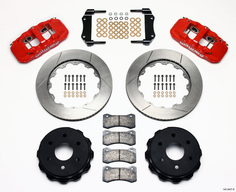 Wilwood AERO4 RearTruck Kit 14.25in Red 1999-2010 GM 1500-SUV 1 Piston OE Caliper - eliteracefab.com