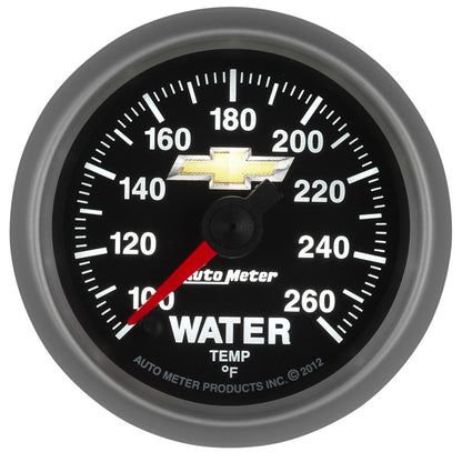 AutoMeter Gauge Water Temp 2-1/16in. 100-260 Deg. F Digital Stepper Motor Chevy Gold Bowtie 880446