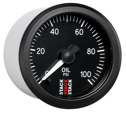 Autometer Stack 52mm 0-100 PSI 1/8in NPTF Male Pro Stepper Motor Oil Pressure Gauge - Black ST3302