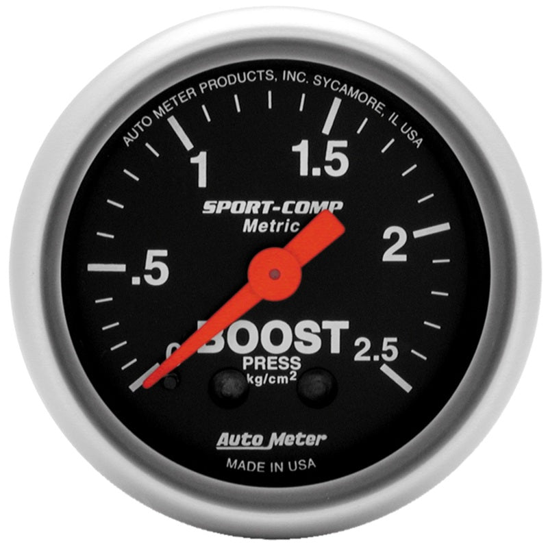 Autometer Sport-Comp 52mm METRIC 0-2.5kg/Cm2 Mechanical Gauge 3304-J