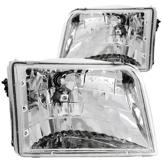 ANZO USA Ford Ranger Crystal Headlights Chrome; 1993-1997 - eliteracefab.com