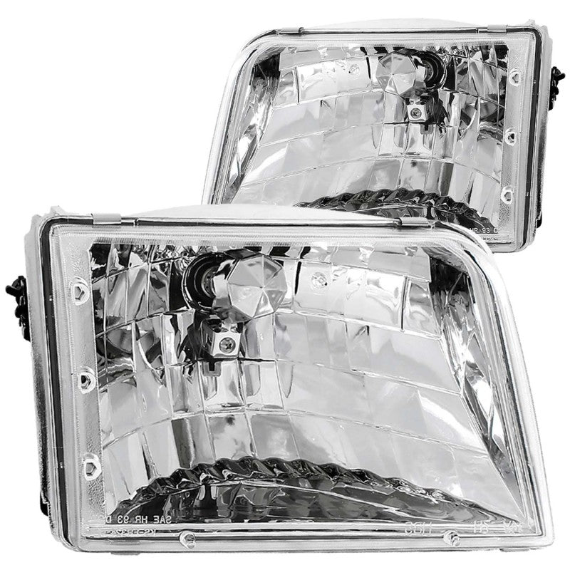 ANZO USA Ford Ranger Crystal Headlights Chrome; 1993-1997 - eliteracefab.com