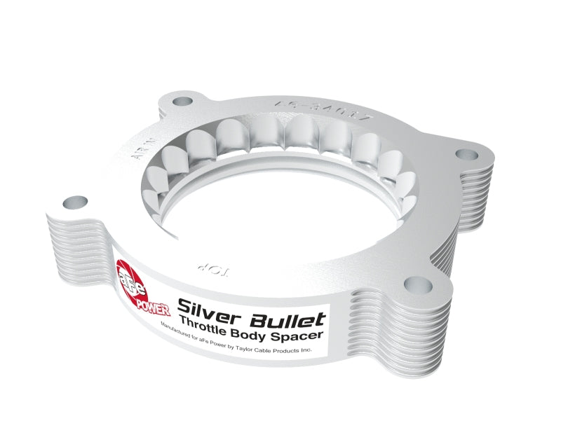 aFe 2020 Vette C8 Silver Bullet Aluminum Throttle Body Spacer Works w/ Factory Intake Only - Silver - eliteracefab.com