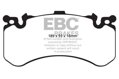 EBC 11+ Audi A8 Quattro 6.3 (Cast Iron Rotors) Yellowstuff Front Brake Pads - eliteracefab.com