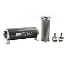 Load image into Gallery viewer, DeatschWerks Stainless Steel 5/16in 100 Micron Universal Inline Fuel Filter Housing Kit (160mm)