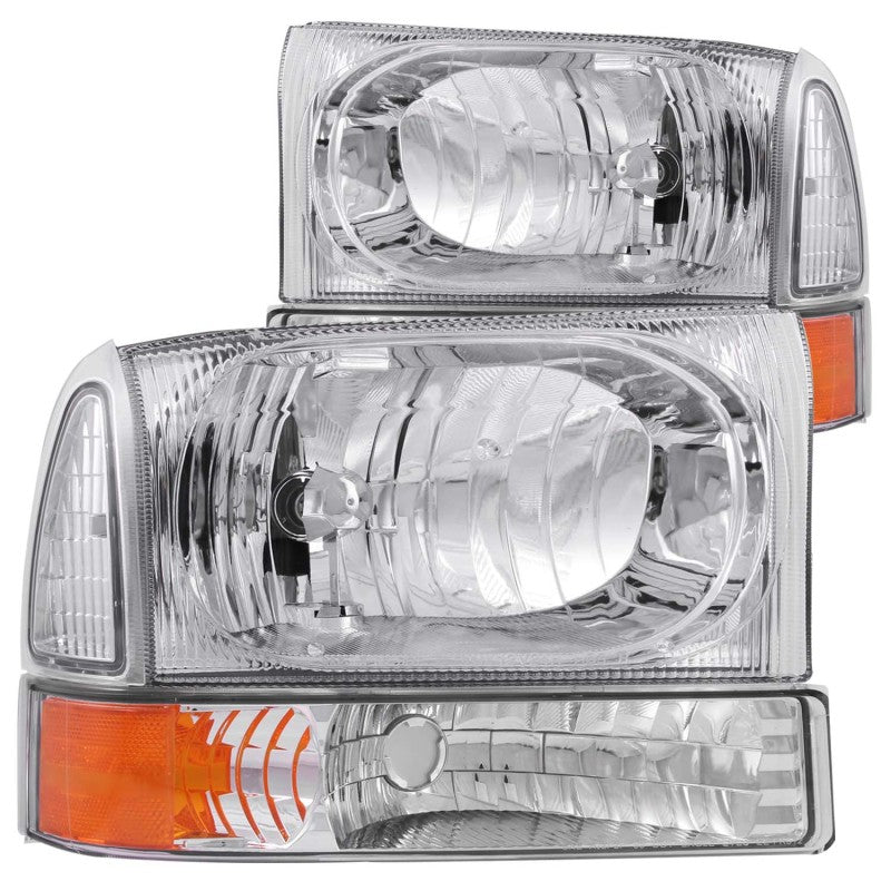 ANZO USA Ford Excursion Crystal Headlights Chrome W/ Led 1pc; 2000-2004 - eliteracefab.com