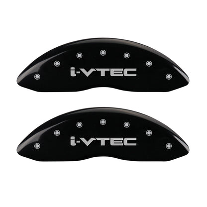 MGP 4 Caliper Covers Engraved Front & Rear I-Vtec Black Finish Silver Char 2017 Acura MDX MGP