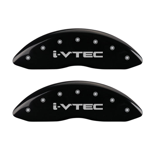 MGP 4 Caliper Covers Engraved Front & Rear I-Vtec Black Finish Silver Char 2017 Acura MDX MGP