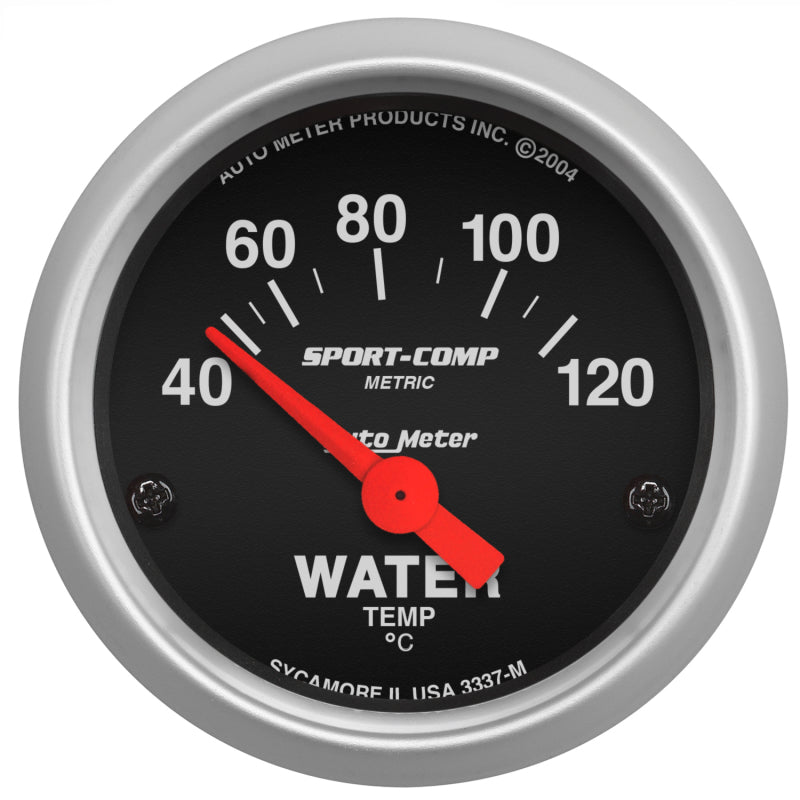 AutoMeter GAUGE; WATER TEMP; 2 1/16in.; 40-120deg.C; ELECTRIC; SPORT-COMP - eliteracefab.com