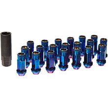 Load image into Gallery viewer, WHEEL MATE MUTEKI SR48 OPEN END LOCKING LUG NUT SET OF 4 – BURNING BLUE NEON 12×1.25 48MM - eliteracefab.com