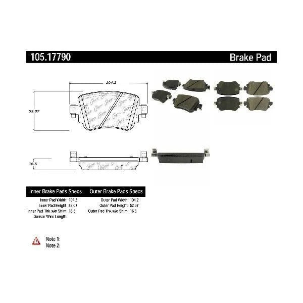 POSIQUIET 2014-2015 VOLKSWAGEN GOLF GTI REAR BRAKE PADS, 105.17790 - eliteracefab.com