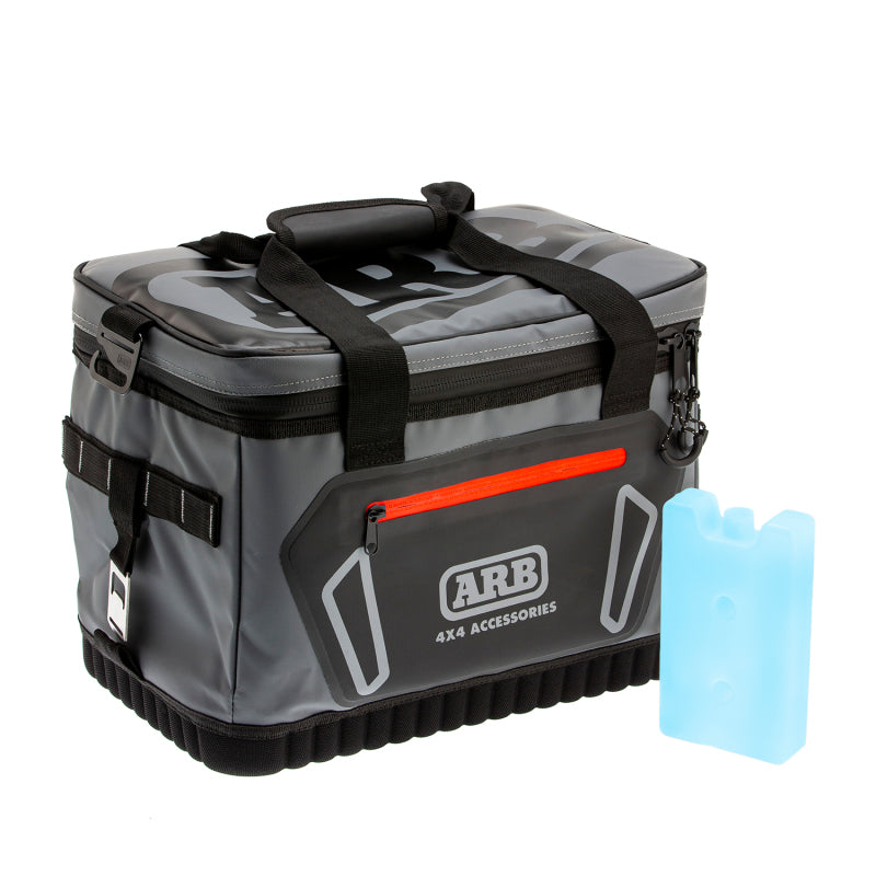 ARB Cooler Bag Charcoal w/ Red Highlights 15in L x 11in W x 9in H Holds 22 Cans - eliteracefab.com