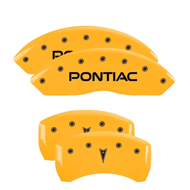 MGP 4 Caliper Covers Engraved Front Pontiac Rear Arrow Yellow Finish Blk Char 2009 Pontiac Solstice MGP