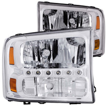 Load image into Gallery viewer, ANZO USA Ford F-250 / F-350 / F-450 Super Duty Crystal Headlights Chrome W/ Led 1pc; 1999-2004 - eliteracefab.com