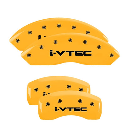 MGP 4 Caliper Covers Engraved Front & Rear i-Vtec Yellow finish black ch MGP